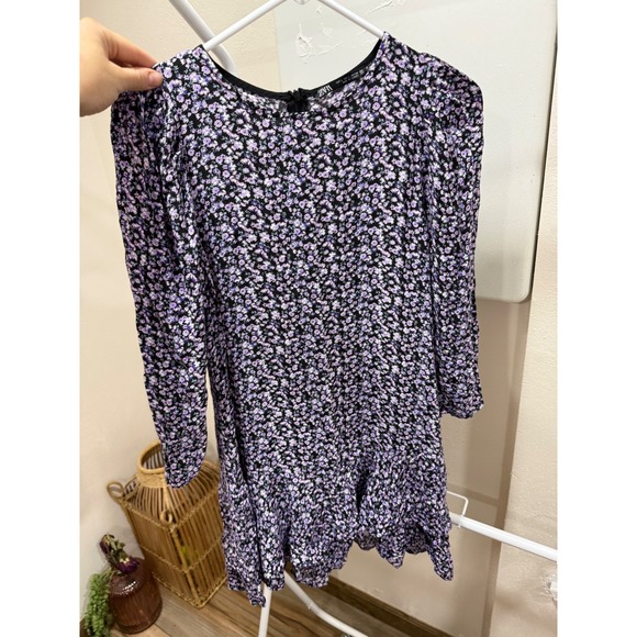 Zara Dresses & Skirts - Zara 80s Vintage inspired Vibe‎ Purple Puff Shoulder Sleeve Large
